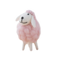 Small Pink Wool Felt Sheep Figurine, Soft Animal Tabletop Decor for Desk or Shelf